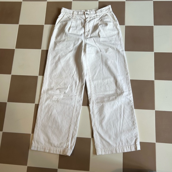 Madewell Denim - Madewell High Waist White Wide Leg Crop Jeans Size 27T